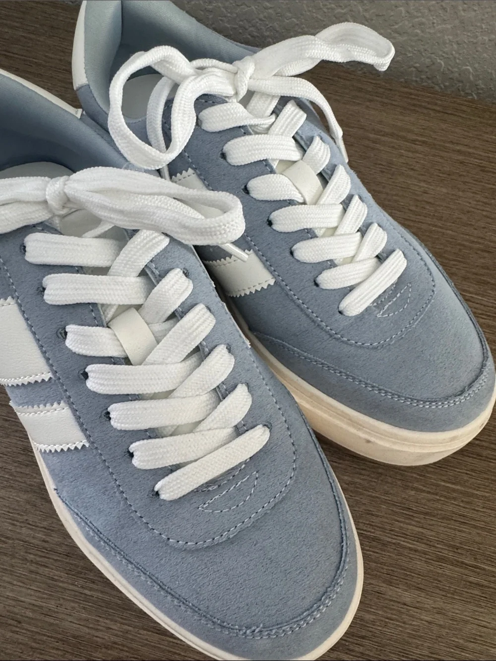 Madden Girl Powder Blue and White Platform Sneakers